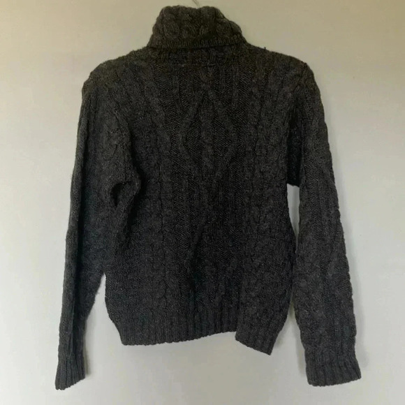 Inis Crafts  100% merino wool grey cable knit turtleneck sweater - Picture 4 of 4